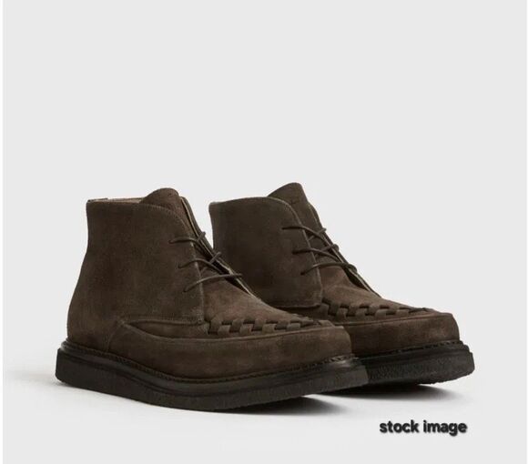 AllSaints Mens Brown Leon Suede Leather Lace Up Woven Chukka Boots Size 42 main image 14